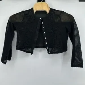 Zara Large Black Crochet Bolero Shrug Open Knit Cropped Cardigan Top  Layering